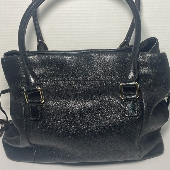 Kate Spade Soft Black Glittery Leather Shoulder Bag With Side Drawstring Closure - Picture 4 of 10